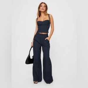 Princess Polly Dark Blue Wide-Leg Pants